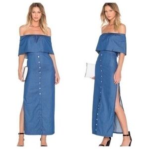 NIGHTWALKER denim off the shoulder maxi dress medium M W28
